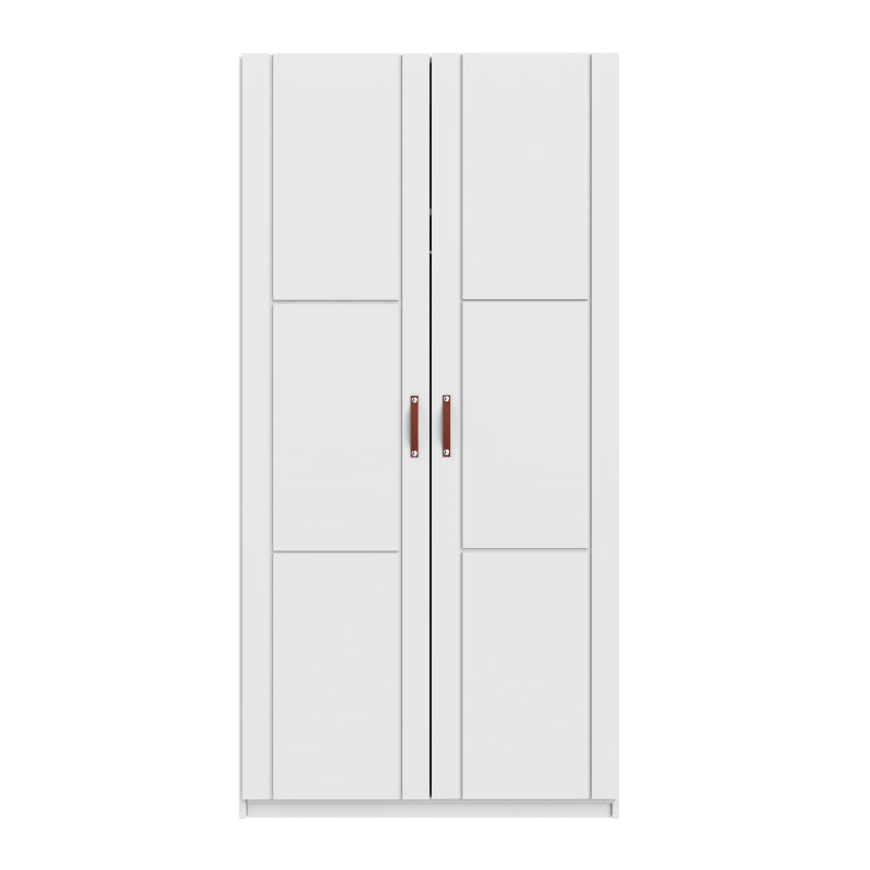 LIFETIME 2-türiger Kleiderschrank in weiß - 100x201,5cm - Griffe wählbar