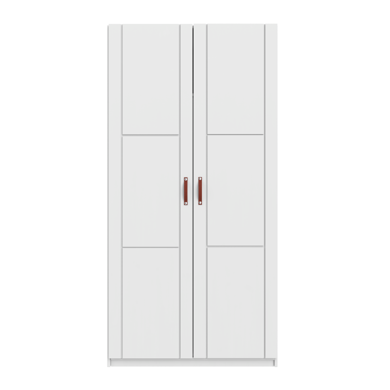 LIFETIME 2-türiger Kleiderschrank mit 3 Böden in weiß - 100x201,5cm - Griffe wählbar