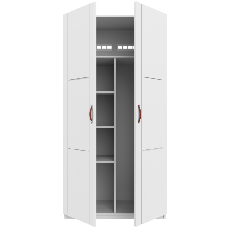 LIFETIME 2-türiger Kleiderschrank mit 3 Böden in weiß - 100x201,5cm - Griffe wählbar