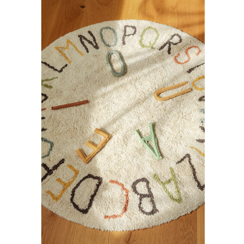 Lorena Canals waschbarer, runder Teppich ABC bunt Ø120cm