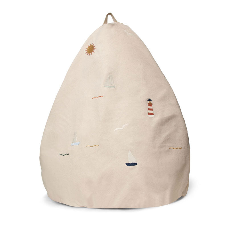 Dear April Bestickter Sitzsack in 'Sea Life' Ø70x85cm