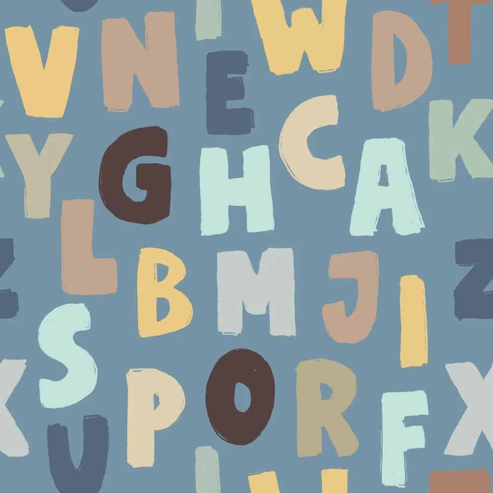 Dekornik Tapete Buchstaben blau 100x280cm