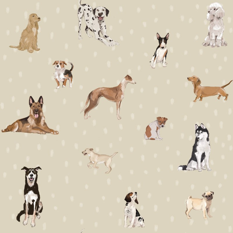 Dekornik Tapete Hunde und Punkte beige 100x280cm