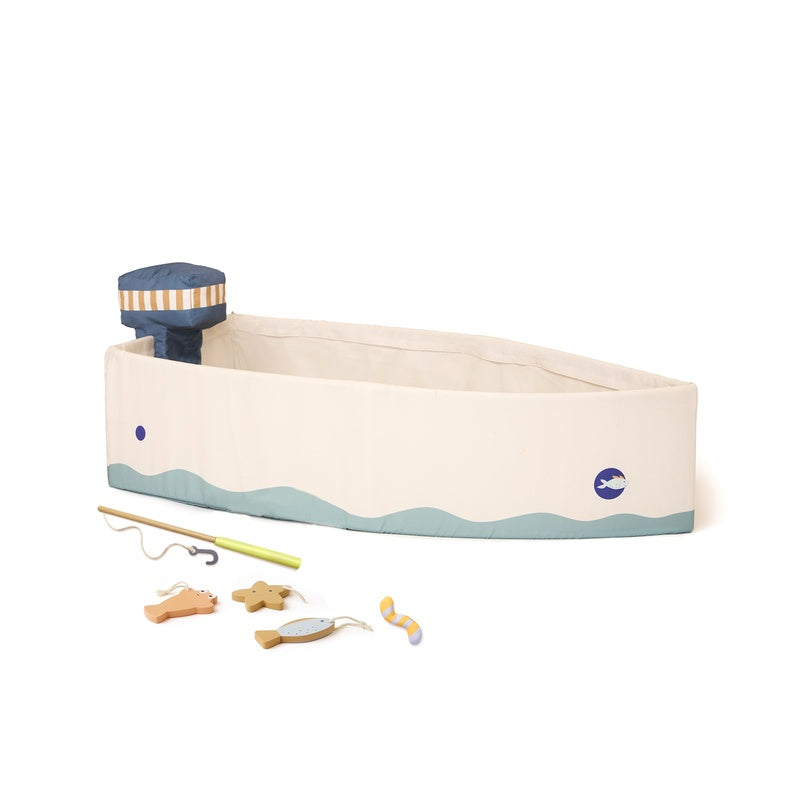 Kids Concept Fischerboot aus Stoff mit Angelset