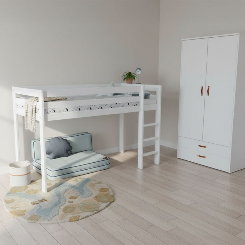 LIFETIME Elements Halbhohes Bett 90x200cm in weiß