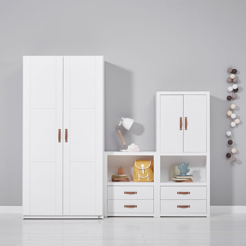 LIFETIME 2-türiger Kleiderschrank in weiß - 100x201,5cm - Griffe wählbar