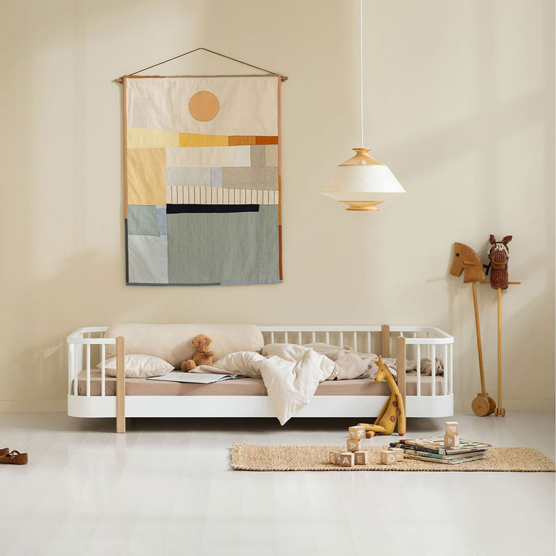 Oliver Furniture Wood Original Bodenbett in weiß/ Eiche