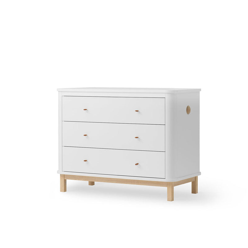 Oliver Furniture Wood Kommode 3 Schubladen in weiß/Eiche