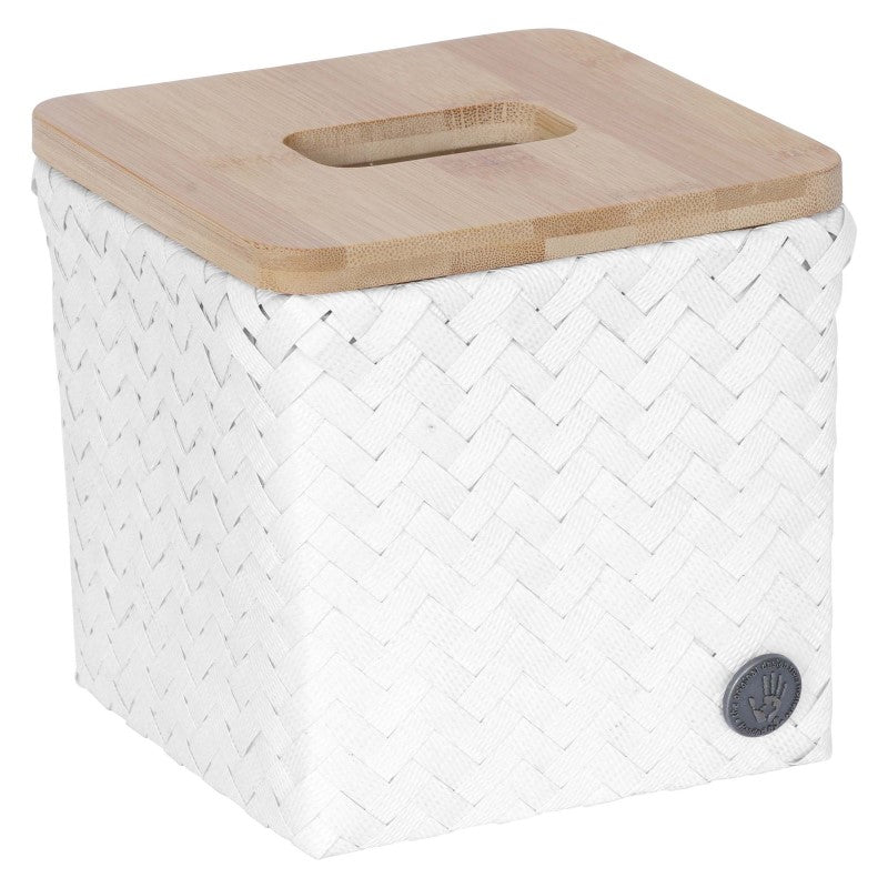 Handed By Top Fit - Aufbewahrungskorb 'Square' mit Holzdeckel 14x15x15 cm in white