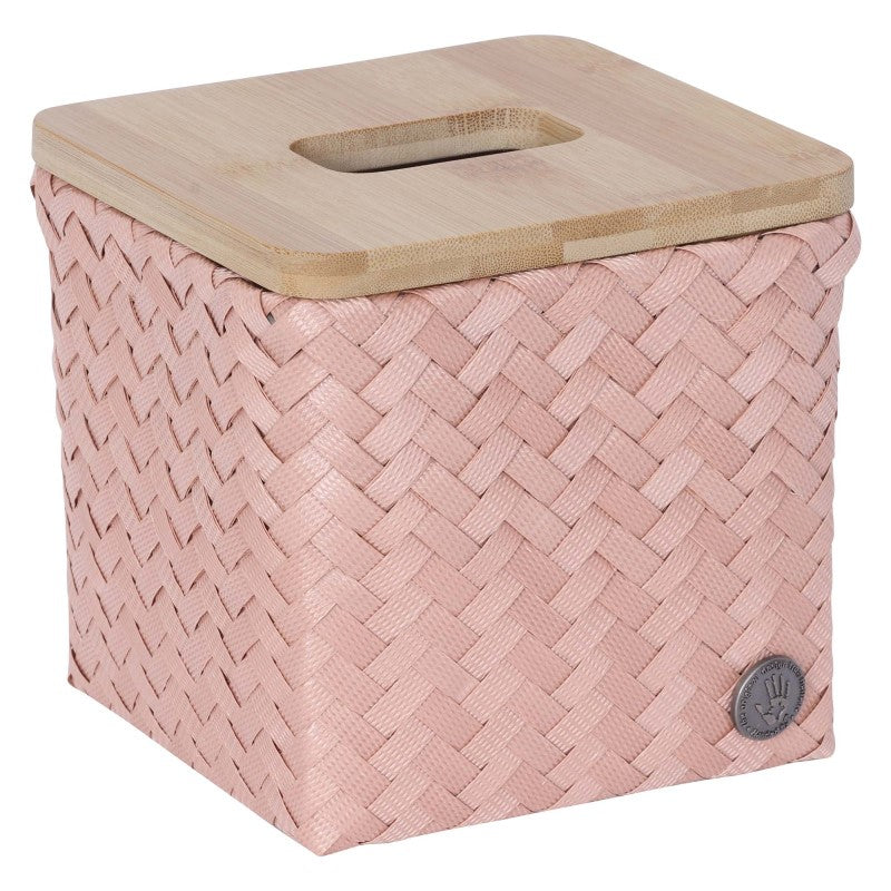 Handed By Top Fit - Aufbewahrungskorb 'Square' mit Holzdeckel 14x15x15 cm in copper blush