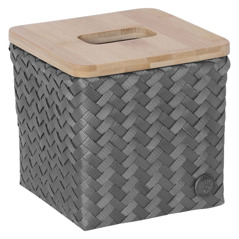 Handed By Top Fit - Aufbewahrungskorb 'Square' mit Holzdeckel 14x15x15 cm in dark grey