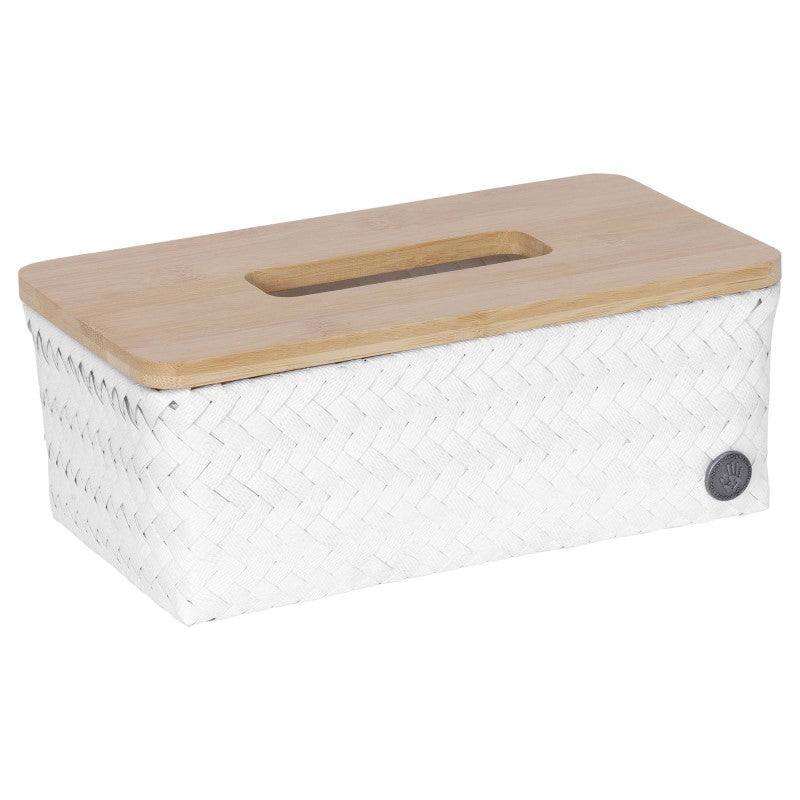 Handed By Top Fit - Aufbewahrungskorb 'Rectangular' mit Holzdeckel 10x27x15 cm in white