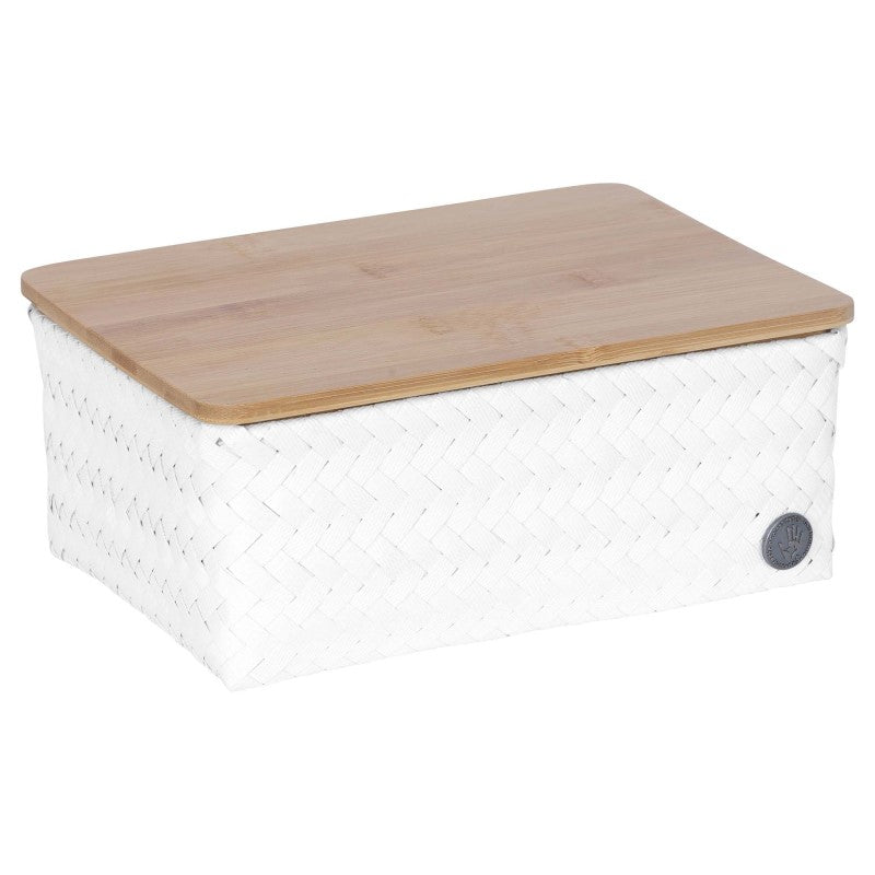 Handed By Top Fit - Aufbewahrungskorb 'Medium High' mit Holzdeckel 11x24x18 cm in white
