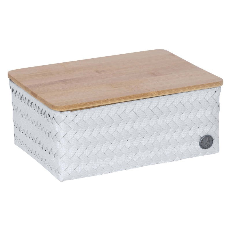 Handed By Top Fit - Aufbewahrungskorb 'Medium High' mit Holzdeckel 11x24x18 cm in ice grey