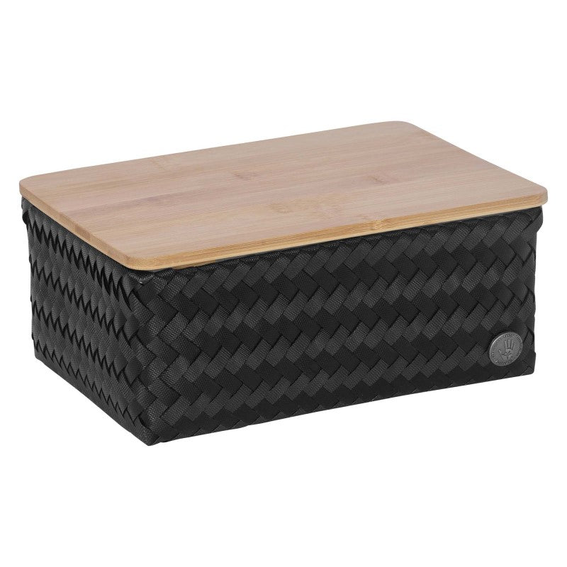 Handed By Top Fit - Aufbewahrungskorb 'Medium High' mit Holzdeckel 11x24x18 cm in black