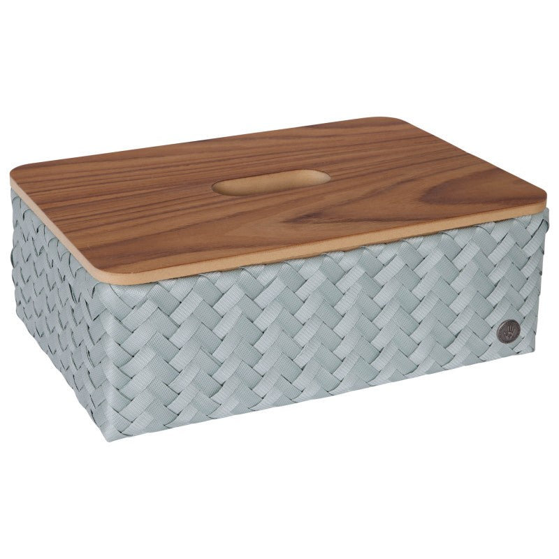 Handed By Grand - Aufbewahrungskorb 'Ideal' mit Holzdeckel 13x37x24 cm in greyish green