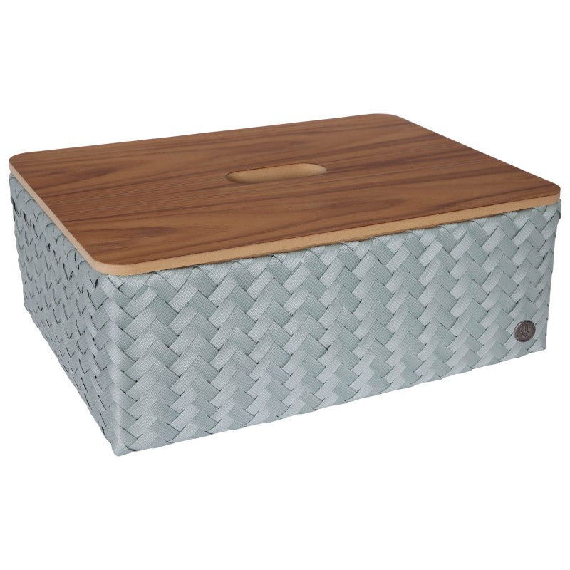 Handed By Grand - Aufbewahrungskorb 'Optimum' mit Holzdeckel 17x44x31 cm in greyish green