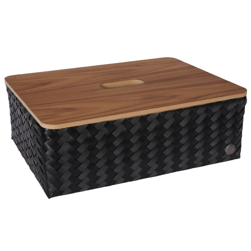 Handed By Grand - Aufbewahrungskorb 'Optimum' mit Holzdeckel 17x44x31 cm in black