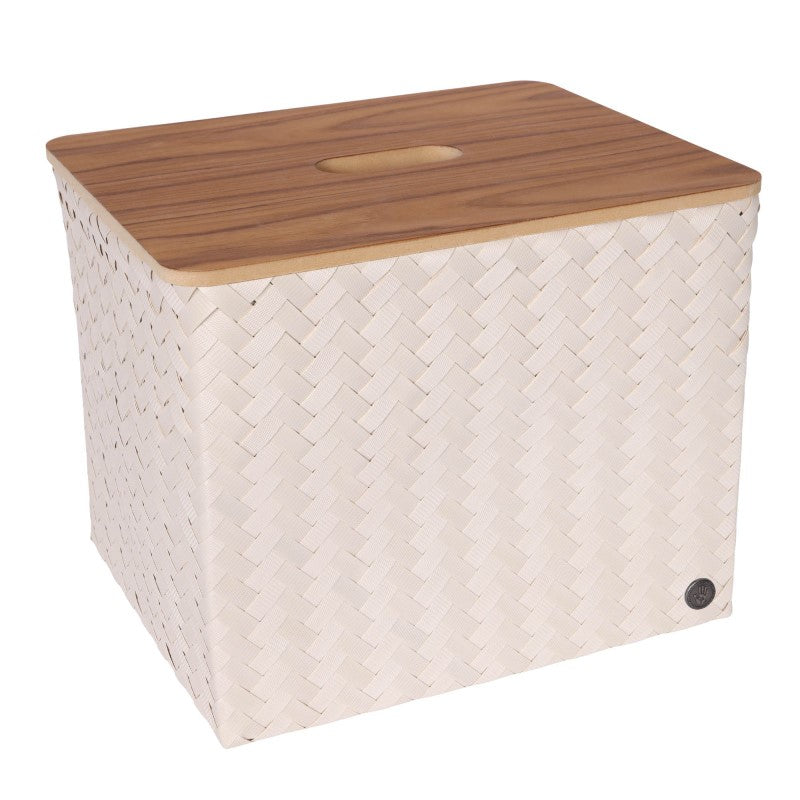 Handed By Grand - Aufbewahrungskorb 'Popular' mit Holzdeckel 30x39x33 cm in champagne