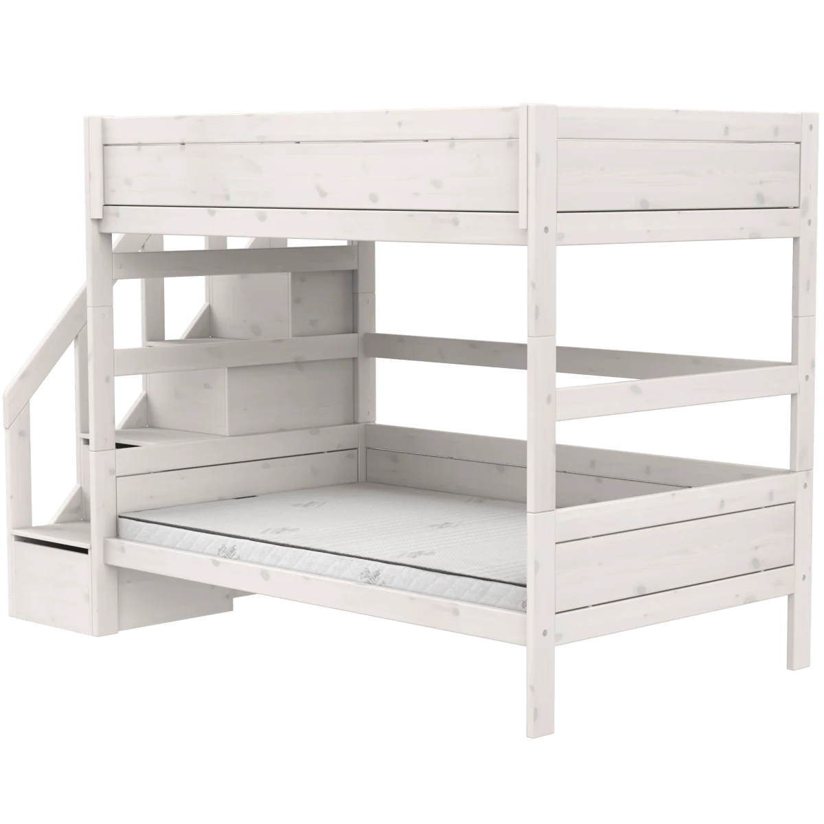 LIFETIME Original Etagenbett mit Treppe in 120x200cm in weiß oder white wash