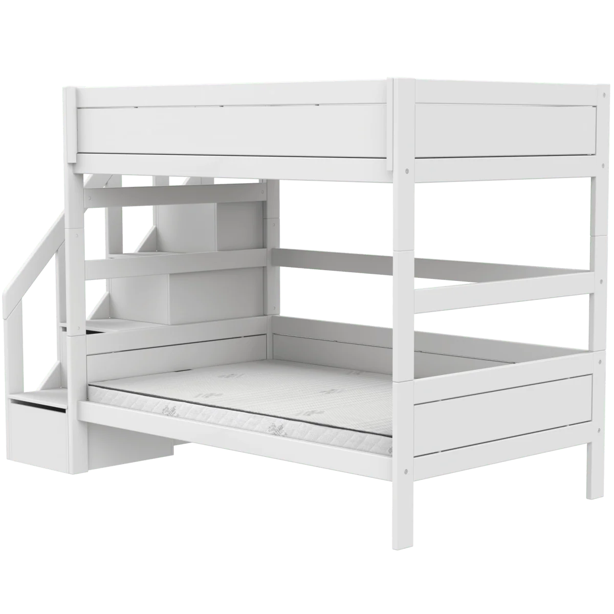 LIFETIME Original Etagenbett mit Treppe in 120x200cm in weiß oder white wash