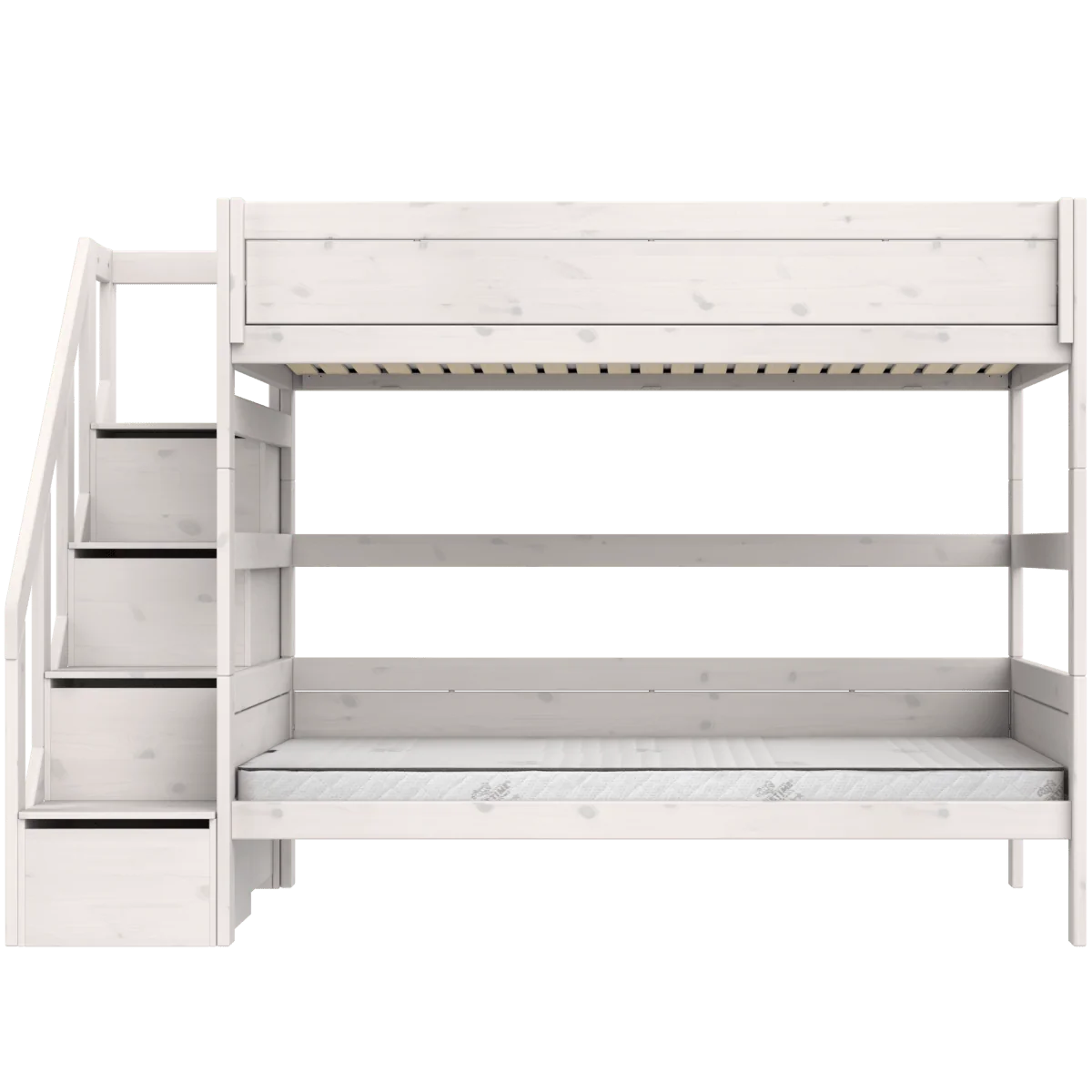 LIFETIME Original Etagenbett mit Treppe in 120x200cm in weiß oder white wash