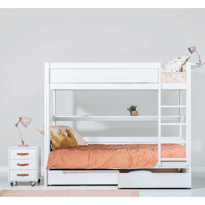 LIFETIME Etagenbett mit gerader Leiter in weiß oder white wash