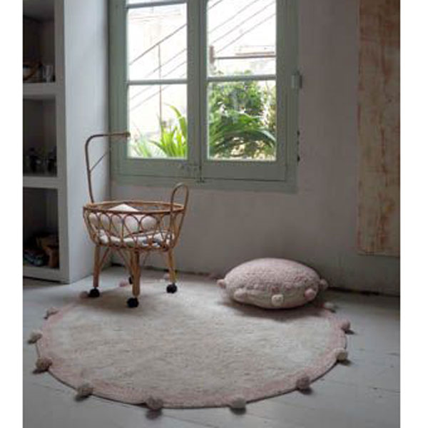 Lorena Canals waschbarer, runder Teppich 'Bubbly' in creme/rosa Ø120cm