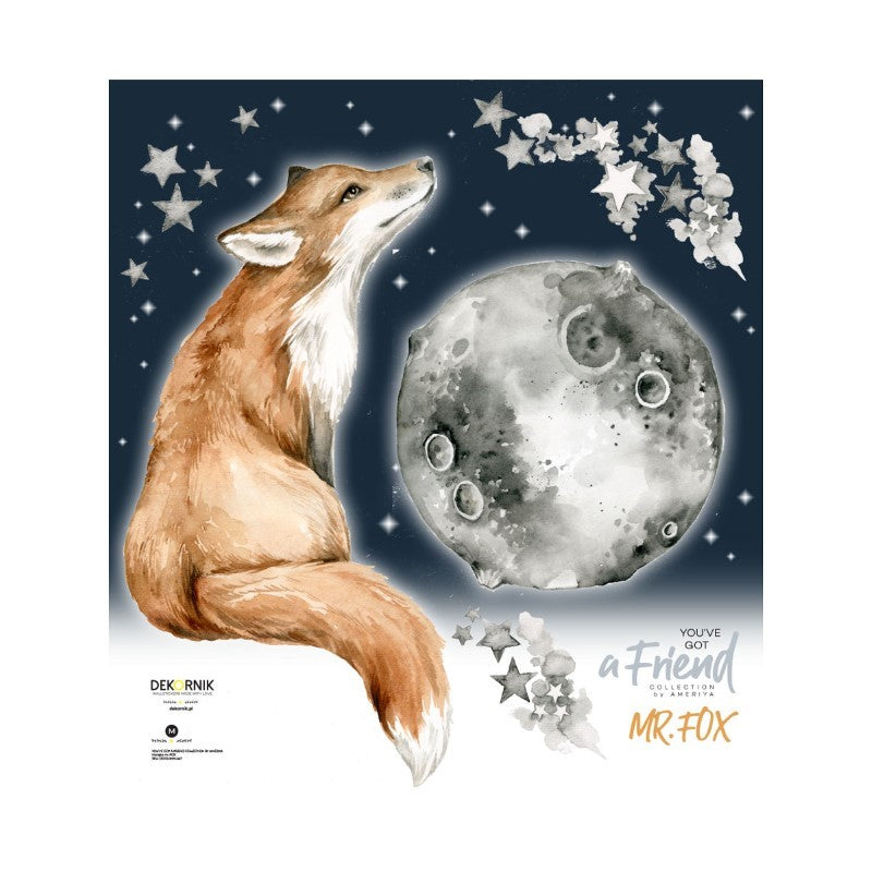 Dekornik Wandsticker Fuchs mit Mond "Mr. Fox Gute Nacht" 70x75cm