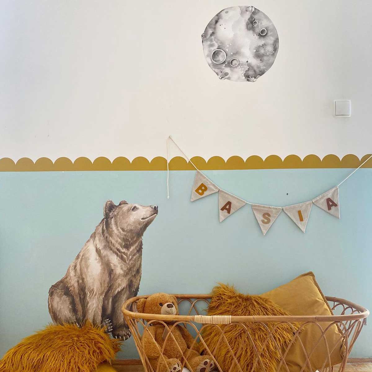 Dekornik Wandsticker Bär mit Mond "Mr. Bear  Gute Nacht" 70x93cm