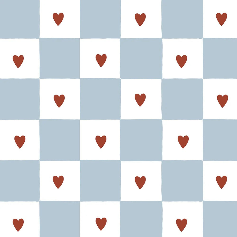 Dekornik Tapete 'Check' Karo mit Herzen 50x280cm