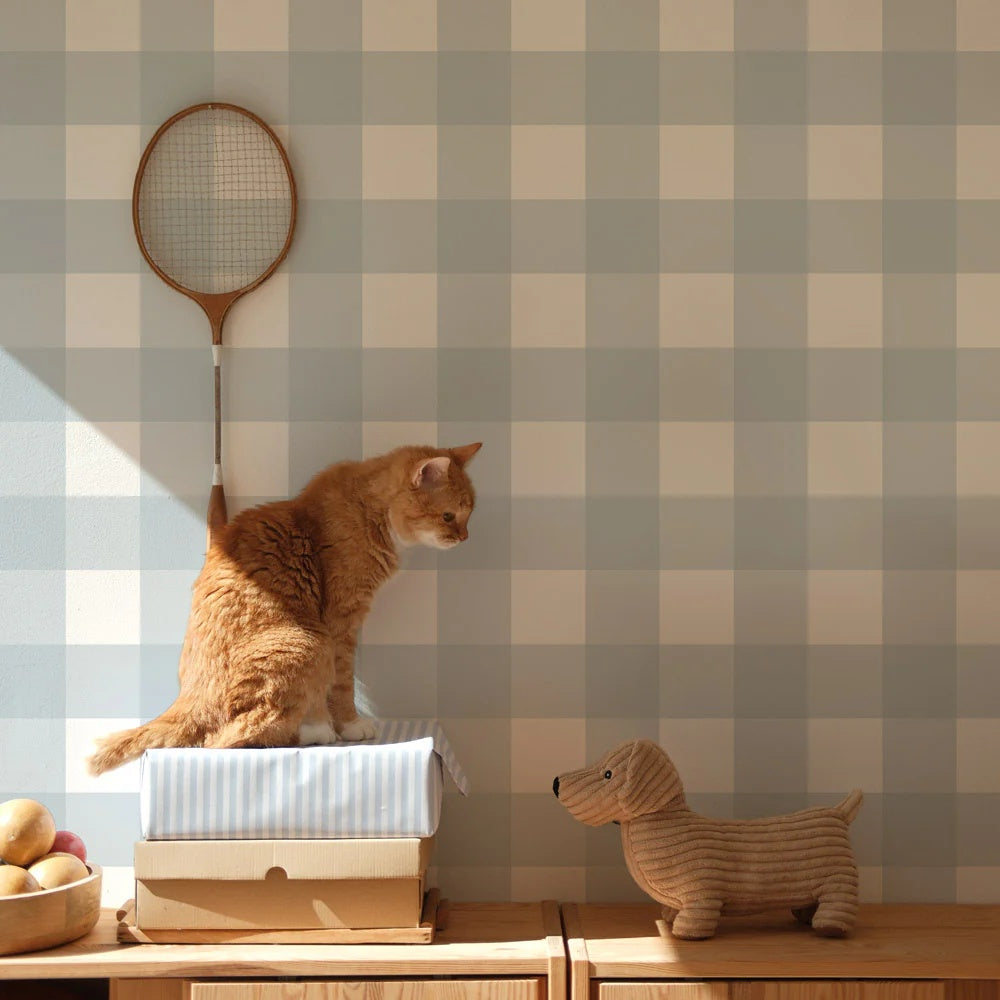 Dekornik Tapete 'Check' große Karos hellblau 50x280cm