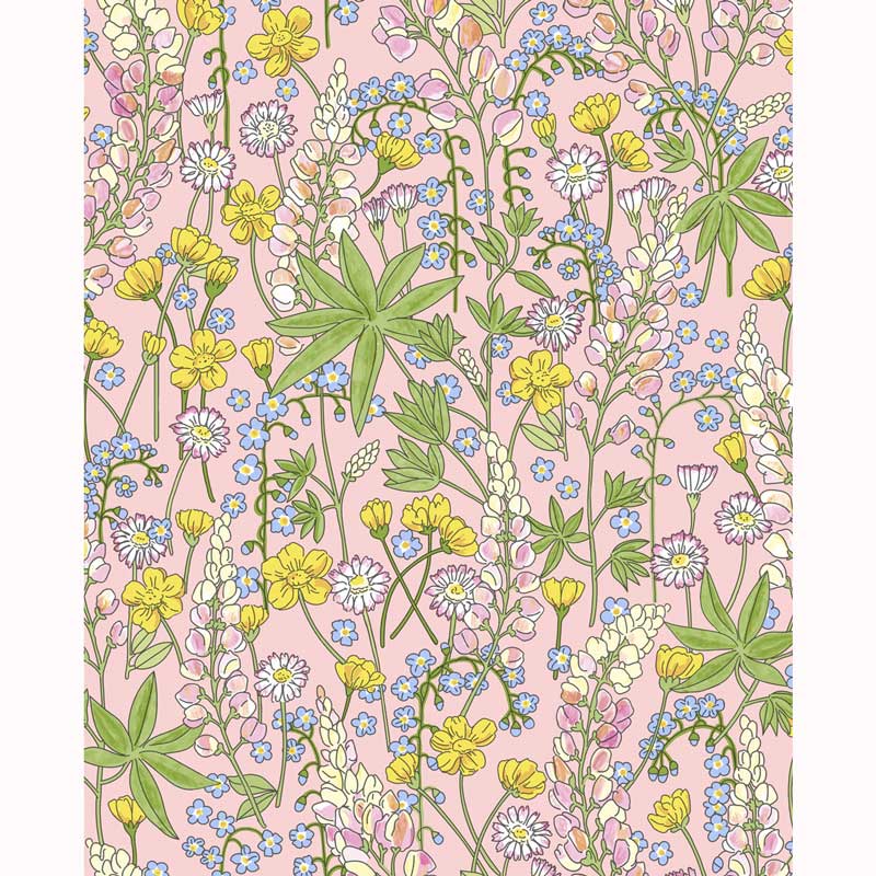 Eijffinger Rice "Everyday Magic two" Tapete Blumenwiese in rosa