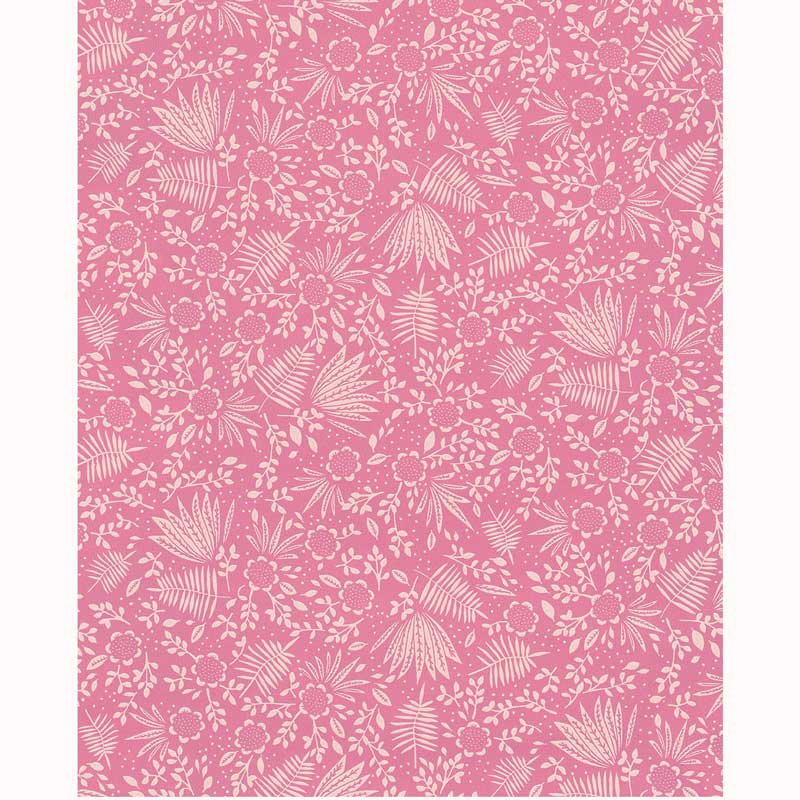 Eijffinger Rice "Everyday Magic two" Tapete rosa mit zartem Blumen-Blätter-Muster creme/weiß