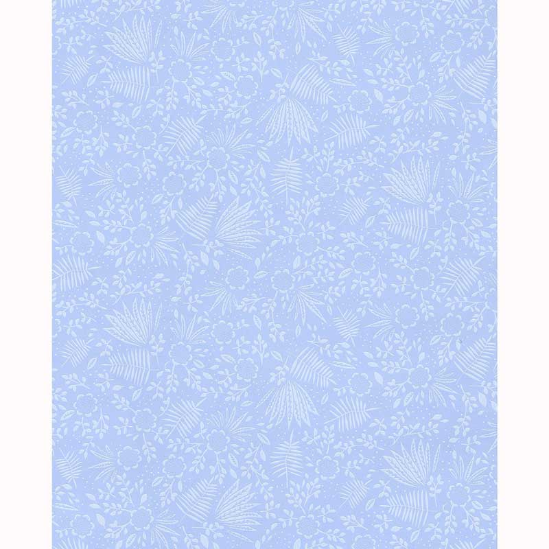 Eijffinger Rice "Everyday Magic two" Tapete blau/lila mit zartem Blumen-Blätter-Muster creme/weiß