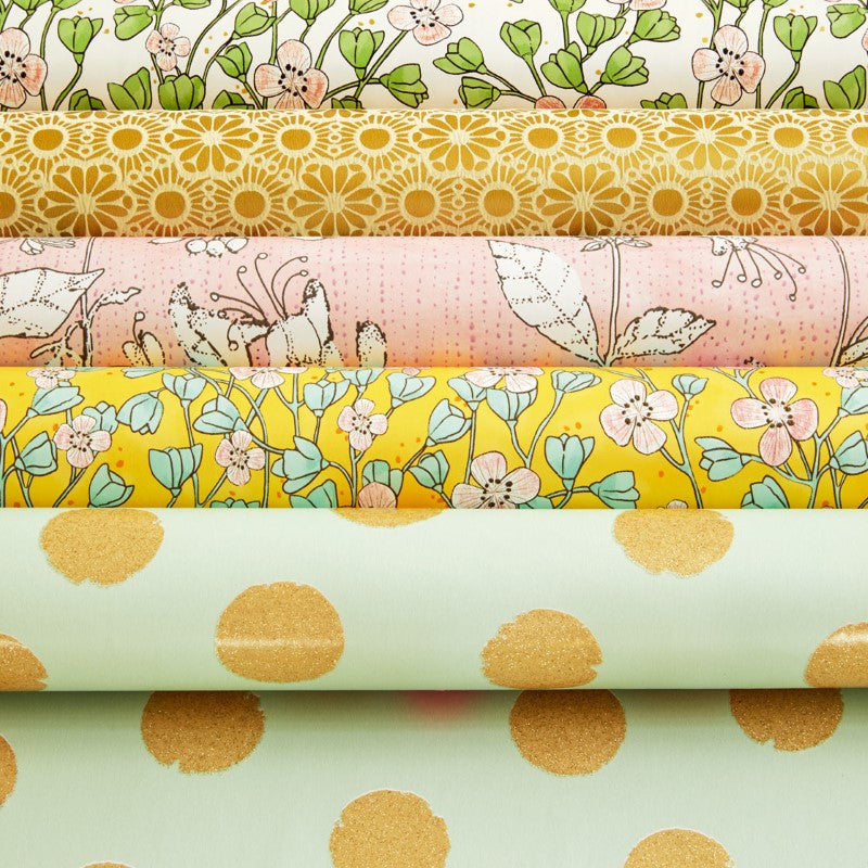 Eijffinger Rice "Everyday Magic two" Tapete rosa mit Blumen-Blätter-Muster creme/grau