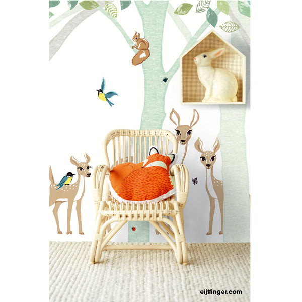 Eijffinger "Wallpower Junior" XL-Wandbild Rehe in creme/grün/sand 280x372cm