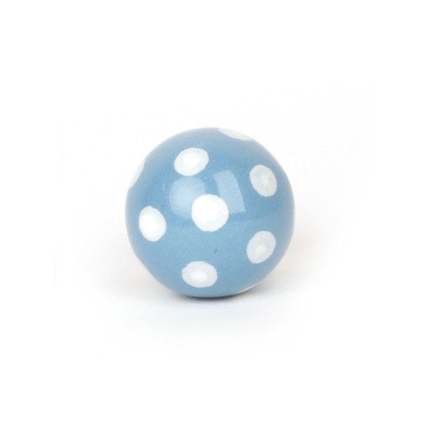 Knauf Ball hellblau mit weißen Punkten