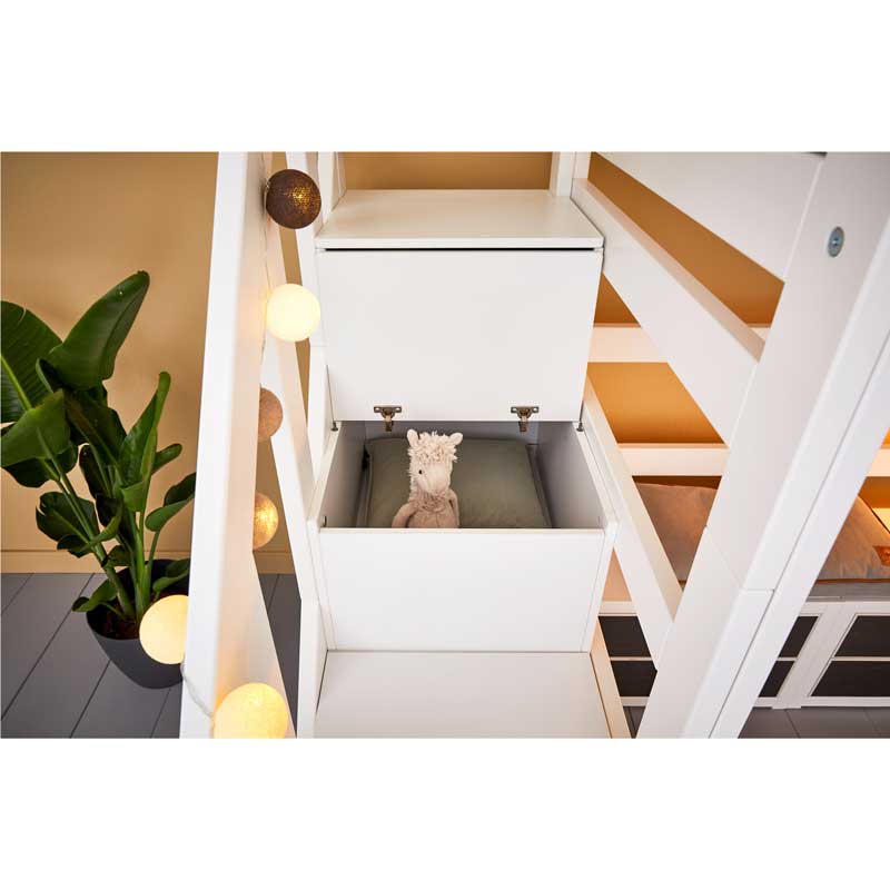 LIFETIME Hochbett mit Treppe, Höhe 177cm in 90x200cm in weiß