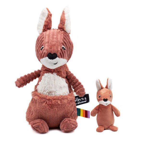 Les Déglingos Kuscheltier 'Ptipotos' Kängurumama & -baby in terracotta ca. 33cm