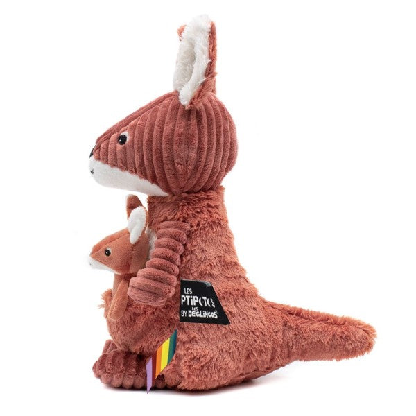 Les Déglingos Kuscheltier 'Ptipotos' Kängurumama & -baby in terracotta ca. 33cm