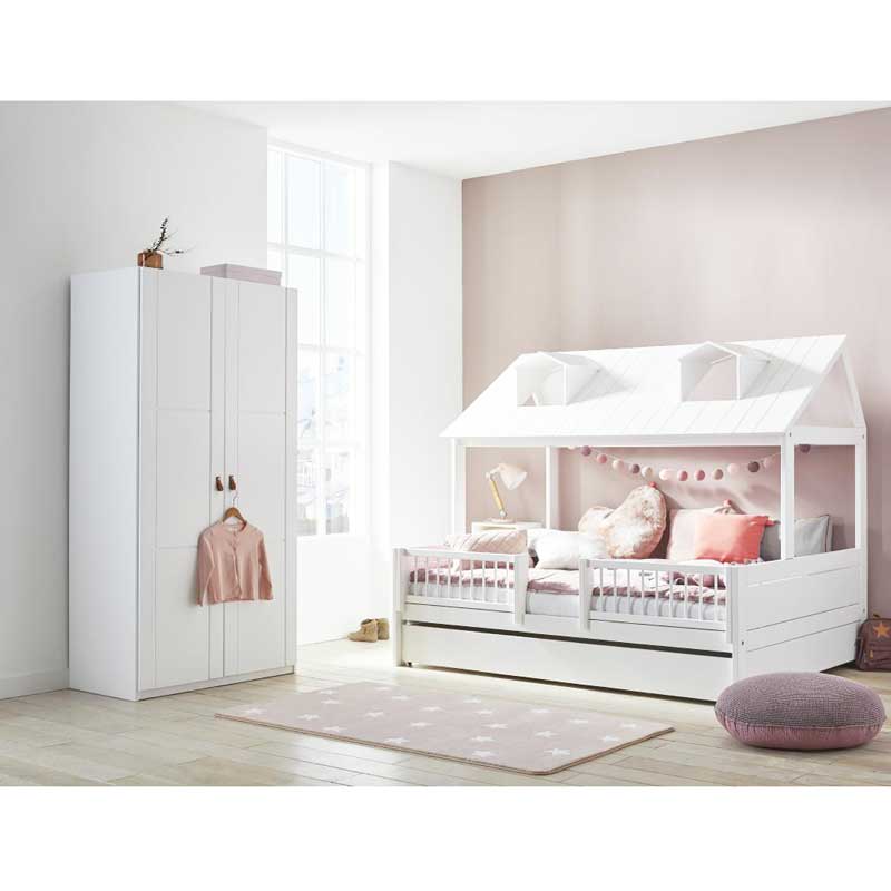 LIFETIME 2-türiger Kleiderschrank mit 3 Böden in weiß - 100x201,5cm - Griffe wählbar