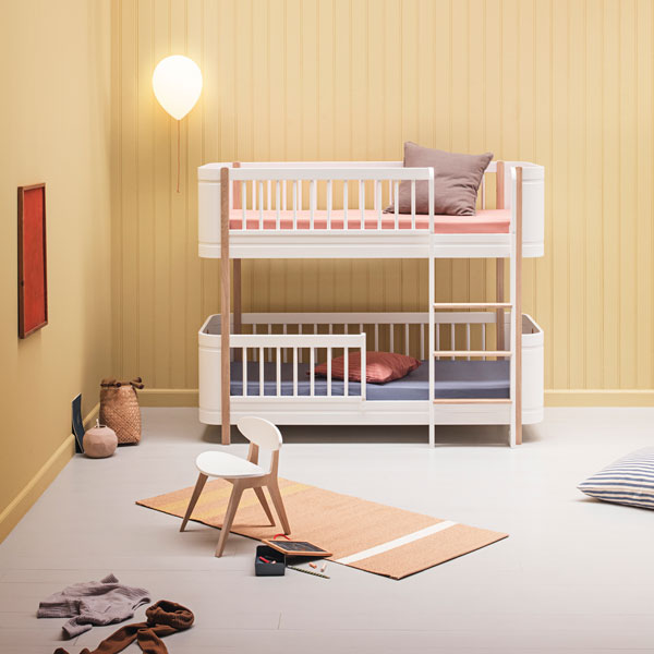 Oliver Furniture Wood Mini+ halbhohes Etagenbett 68x162cm weiß/Eiche