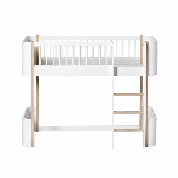 Oliver Furniture Wood Mini+ halbhohes Bett 68x162cm in weiß/Eiche