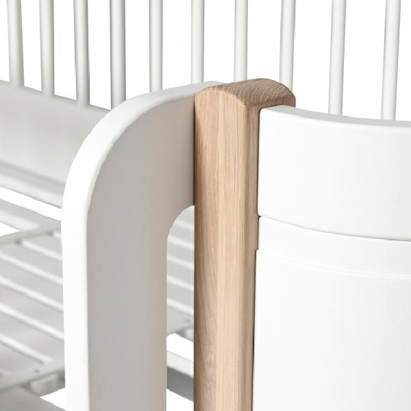 Oliver Furniture Wood Mini+ halbhohes Bett 68x162cm in weiß/Eiche