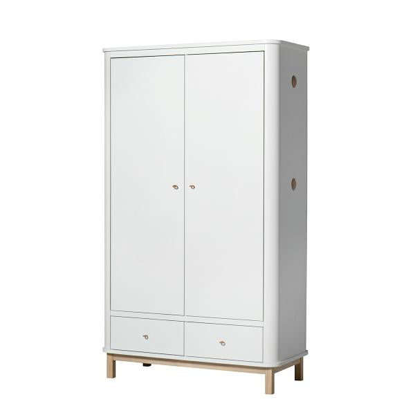 Oliver Furniture Wood Kleiderschrank 2-türig in weiß/Eiche