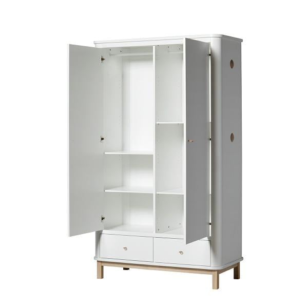 Oliver Furniture Wood Kleiderschrank 2-türig in weiß/Eiche
