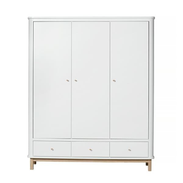 Oliver Furniture Wood Kleiderschrank 3-türig in weiß/Eiche