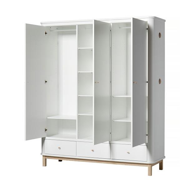 Oliver Furniture Wood Kleiderschrank 3-türig in weiß/Eiche