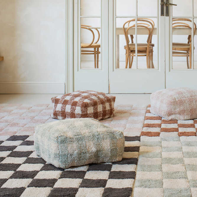 Lorena Canals Pouf "Vichy" blue sage 20x40x40 cm